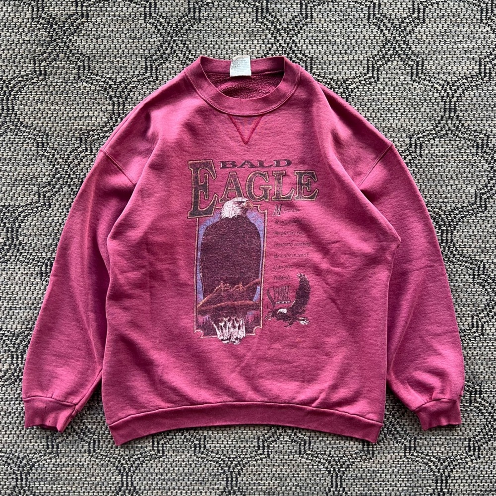 Vintage Spirit‎ Lake Outfitters Sweatshirt Men Large Red Bald Eagle Nature 90s